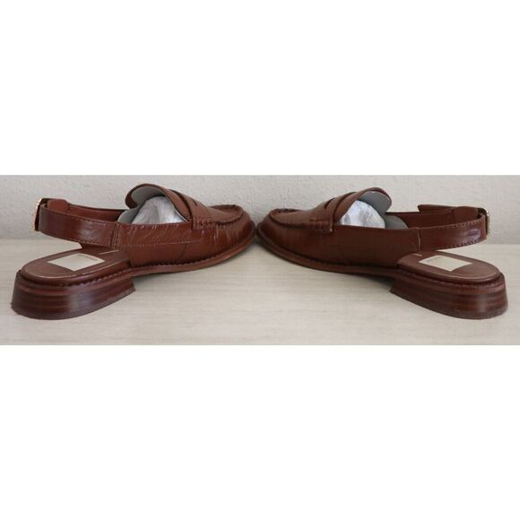 Dolce Vita Wmn Sz 5.5 Brown Crinkle Patent Hardi Tailored Slingback Loafer - Picture 6 of 12